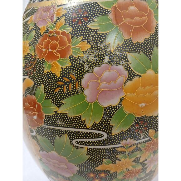 Vntg Huge Japanese Satsuma Egg Asian Decor Orient Hand Painted Cloisonne Floral - Picture 9 of 16